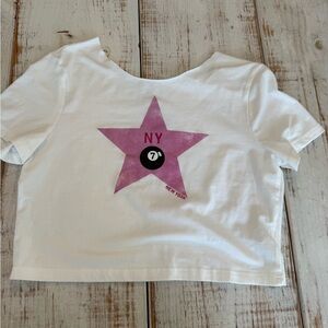 Graphic Tee with Pink Star and NY Accent Women’s no size tag